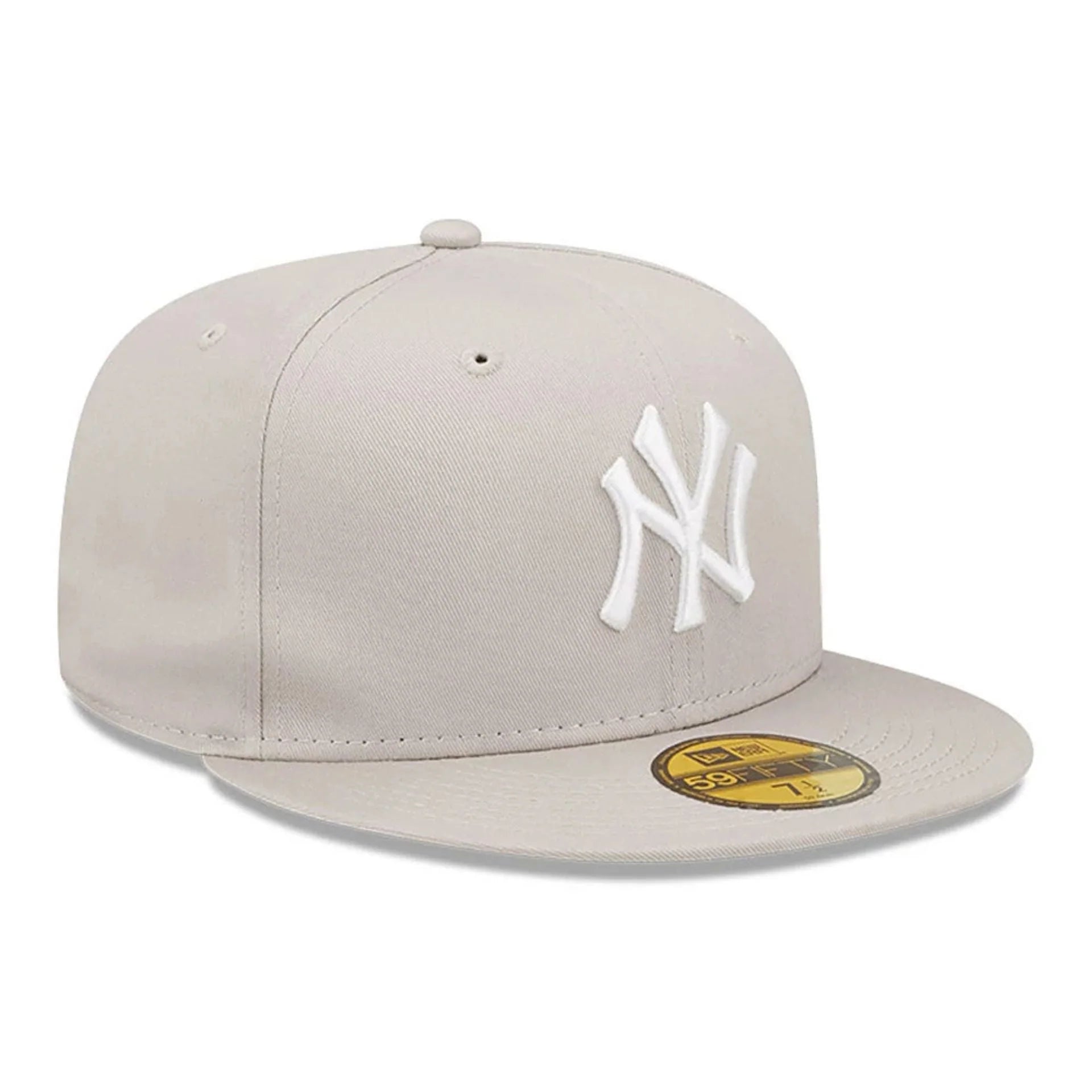 New Era 59FIFTY fitted Yankees cap i sten og hvid, med justerbar pasform og stadionlogo, perfekt til fans.