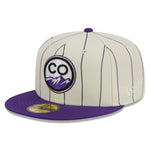 New Era - Colorado Rockies 59Fifty Fitted RETRO CITY - Off White/Purple Pinstripe - Headz Up 