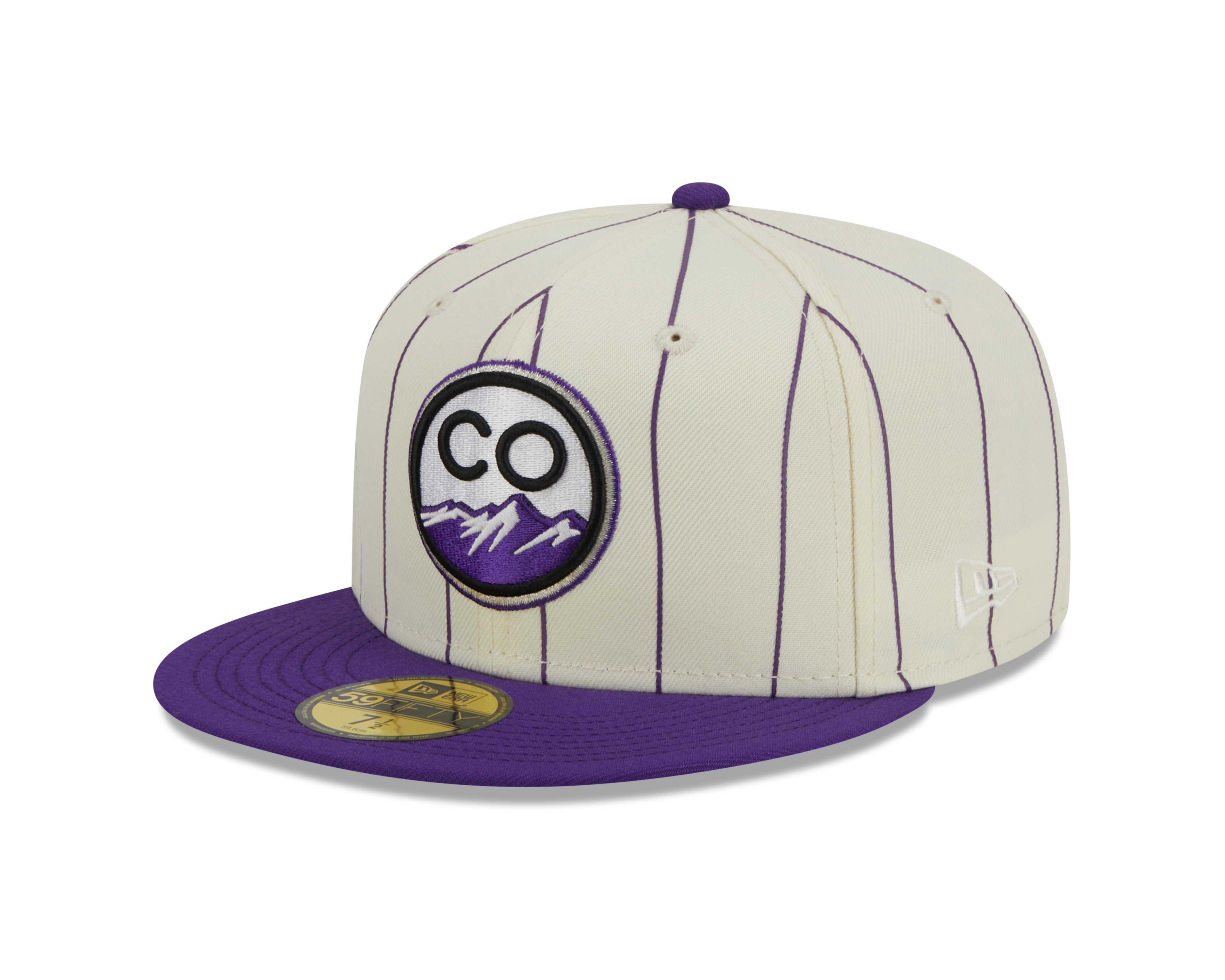 New Era - Colorado Rockies 59Fifty Fitted RETRO CITY - Off White/Purple Pinstripe - Headz Up 