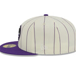 New Era - Colorado Rockies 59Fifty Fitted RETRO CITY - Off White/Purple Pinstripe - Headz Up 