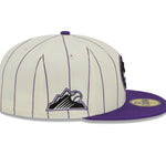 New Era - Colorado Rockies 59Fifty Fitted RETRO CITY - Off White/Purple Pinstripe - Headz Up 