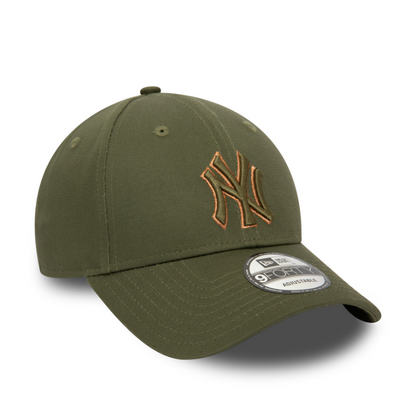 New Era - New York Yankees - 9Forty Metallic Outline - Olive - Headz Up 