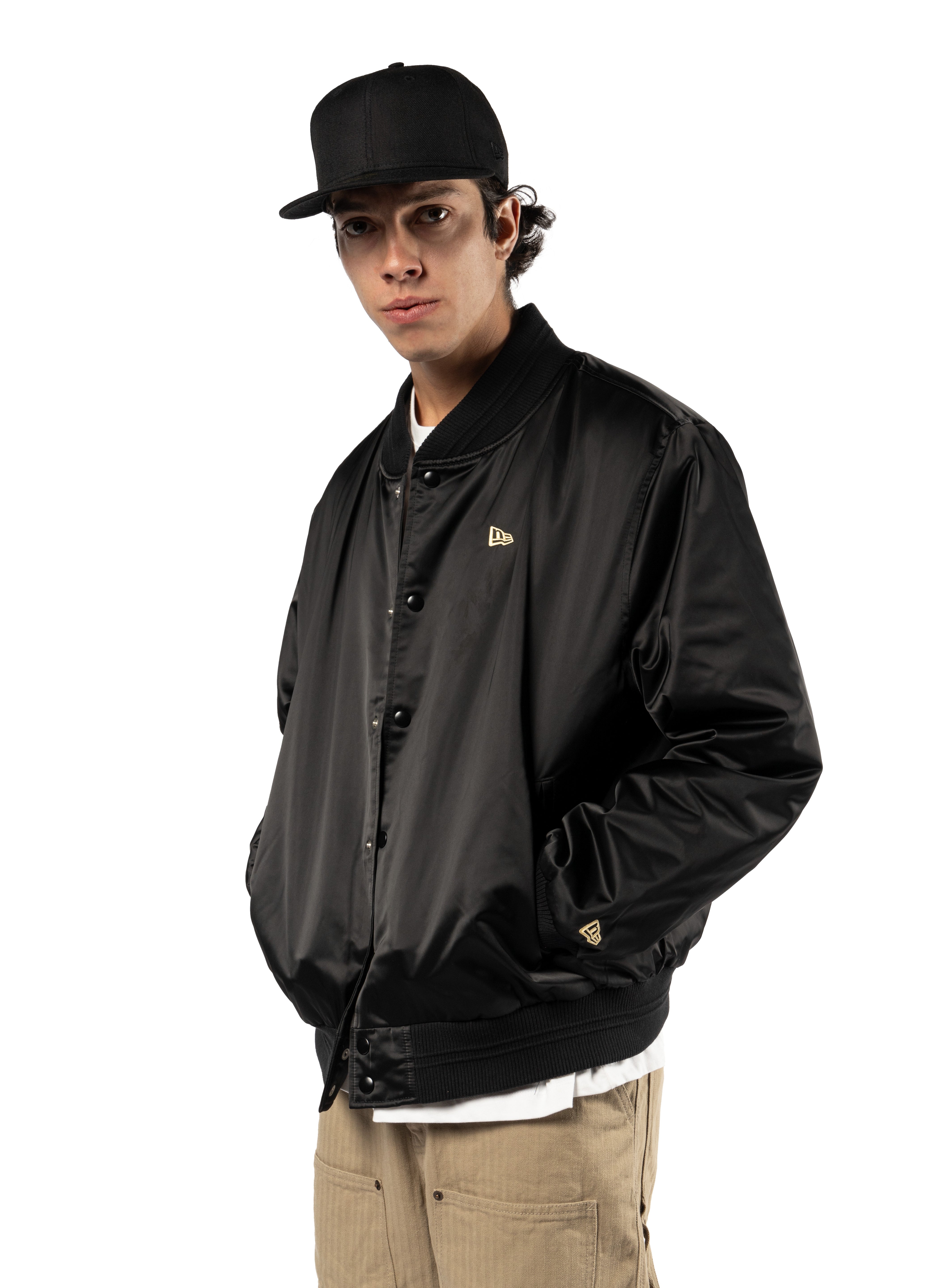 New Era - NE Sating Bomber Jacket - Black - Headz Up 