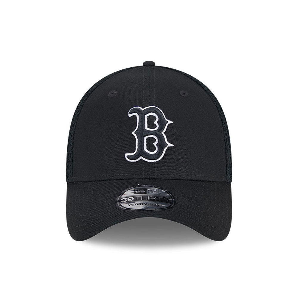 Sort New Era Boston Red Sox MLB 39THIRTY stretch fit cap med grønt logo, komfortabel baseballkasket, sportstil