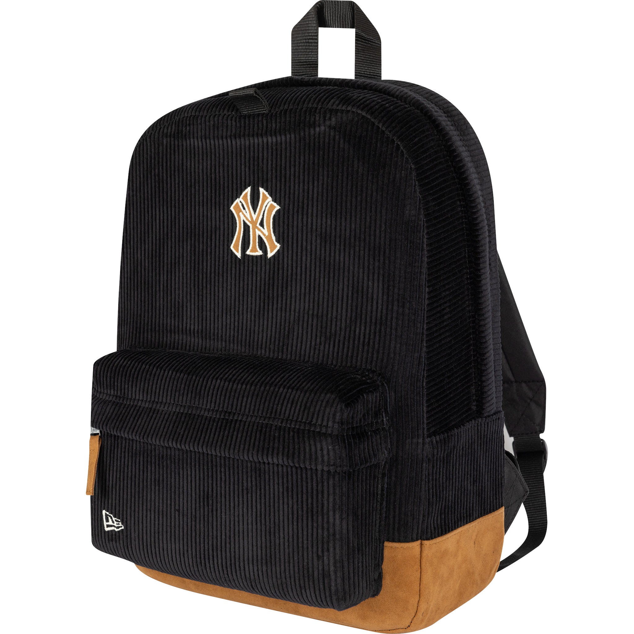 Sort New Era CORD Stadium Taske med Yankees logo, sporty design, justeringstrop og rummelig hovedrum.