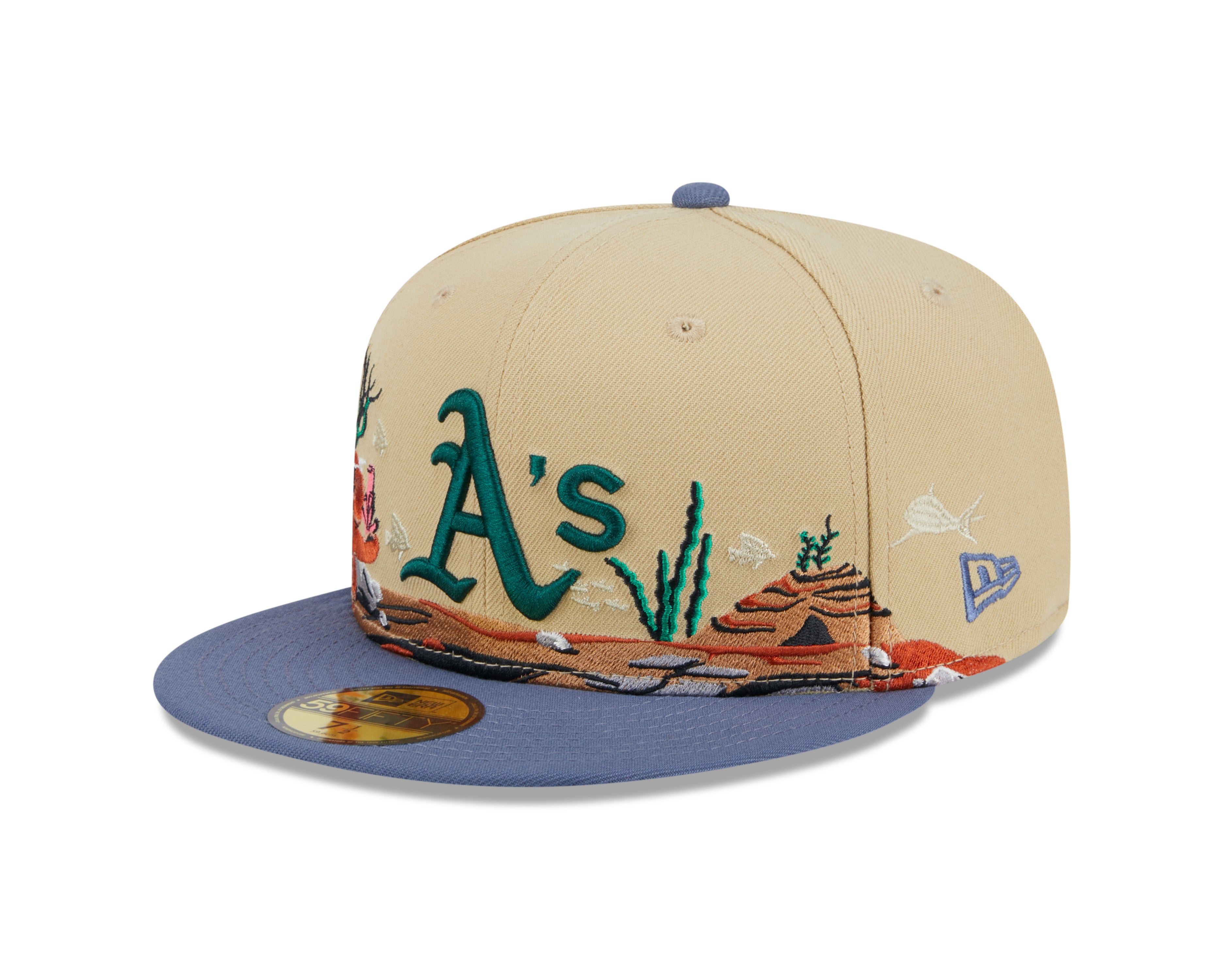 New Era - 59Fifty Fitted Cap TEAM LANDSCAPE - Oakland Athletics - VGD - Headz Up 