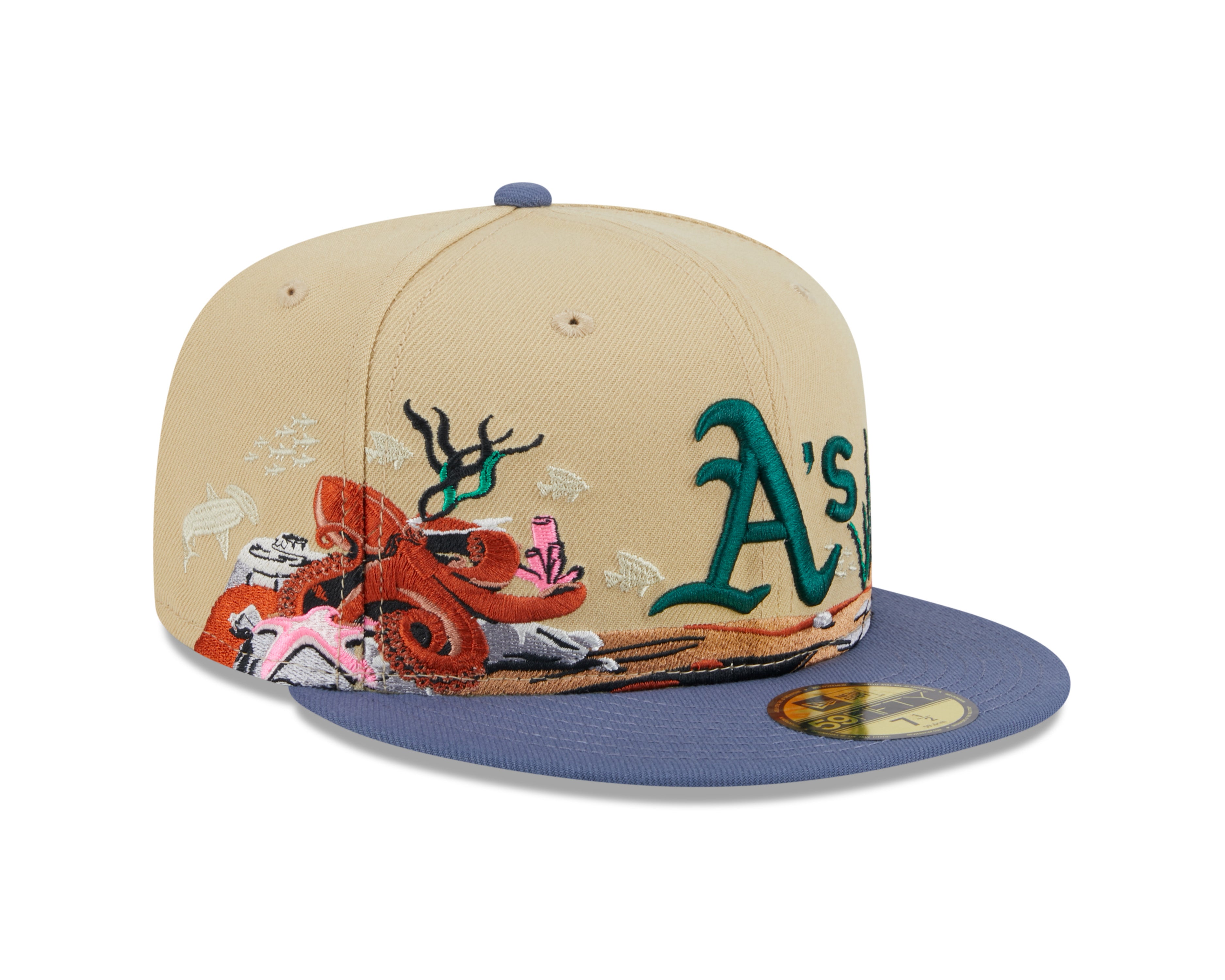 New Era - 59Fifty Fitted Cap TEAM LANDSCAPE - Oakland Athletics - VGD - Headz Up 
