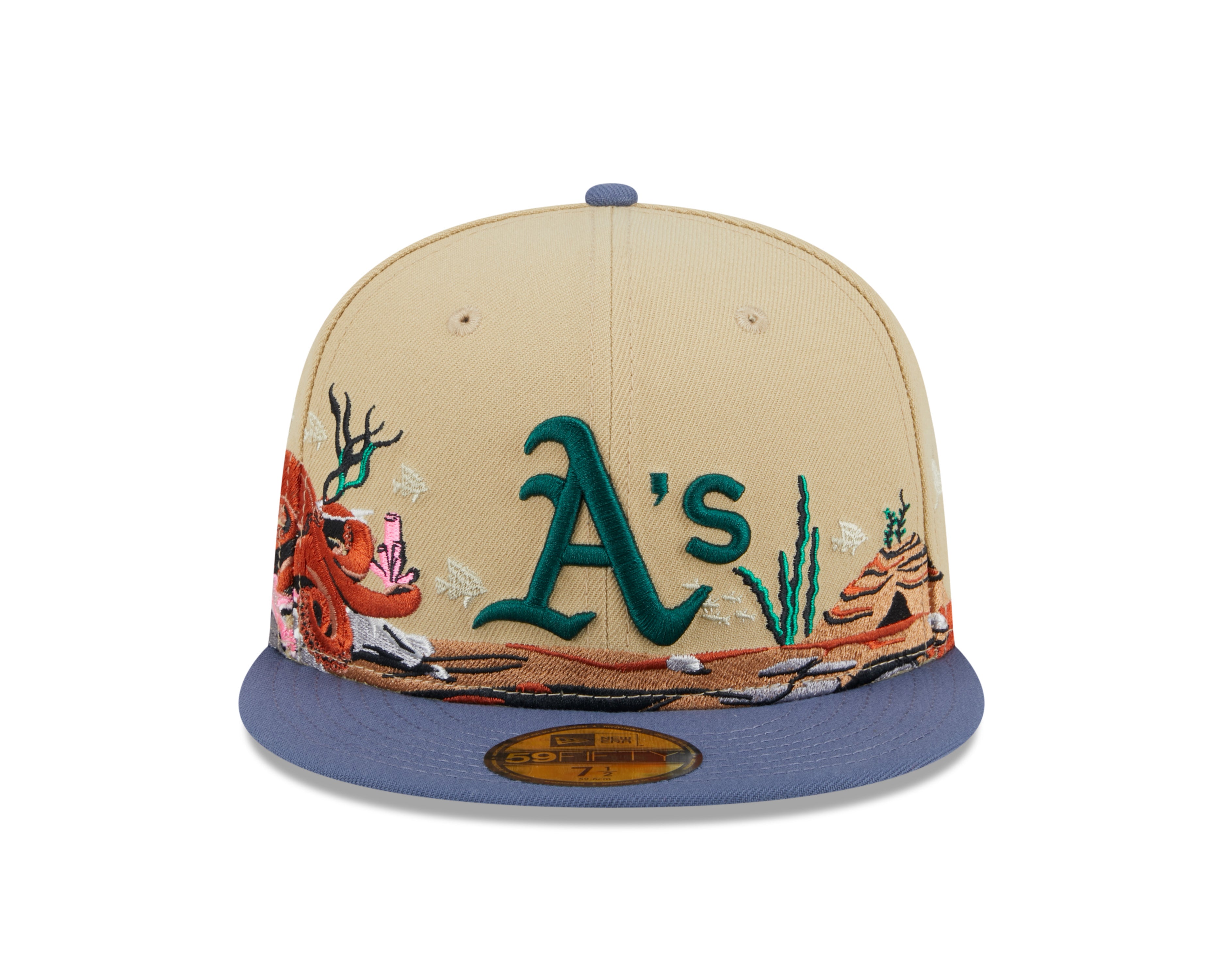 New Era - 59Fifty Fitted Cap TEAM LANDSCAPE - Oakland Athletics - VGD - Headz Up 