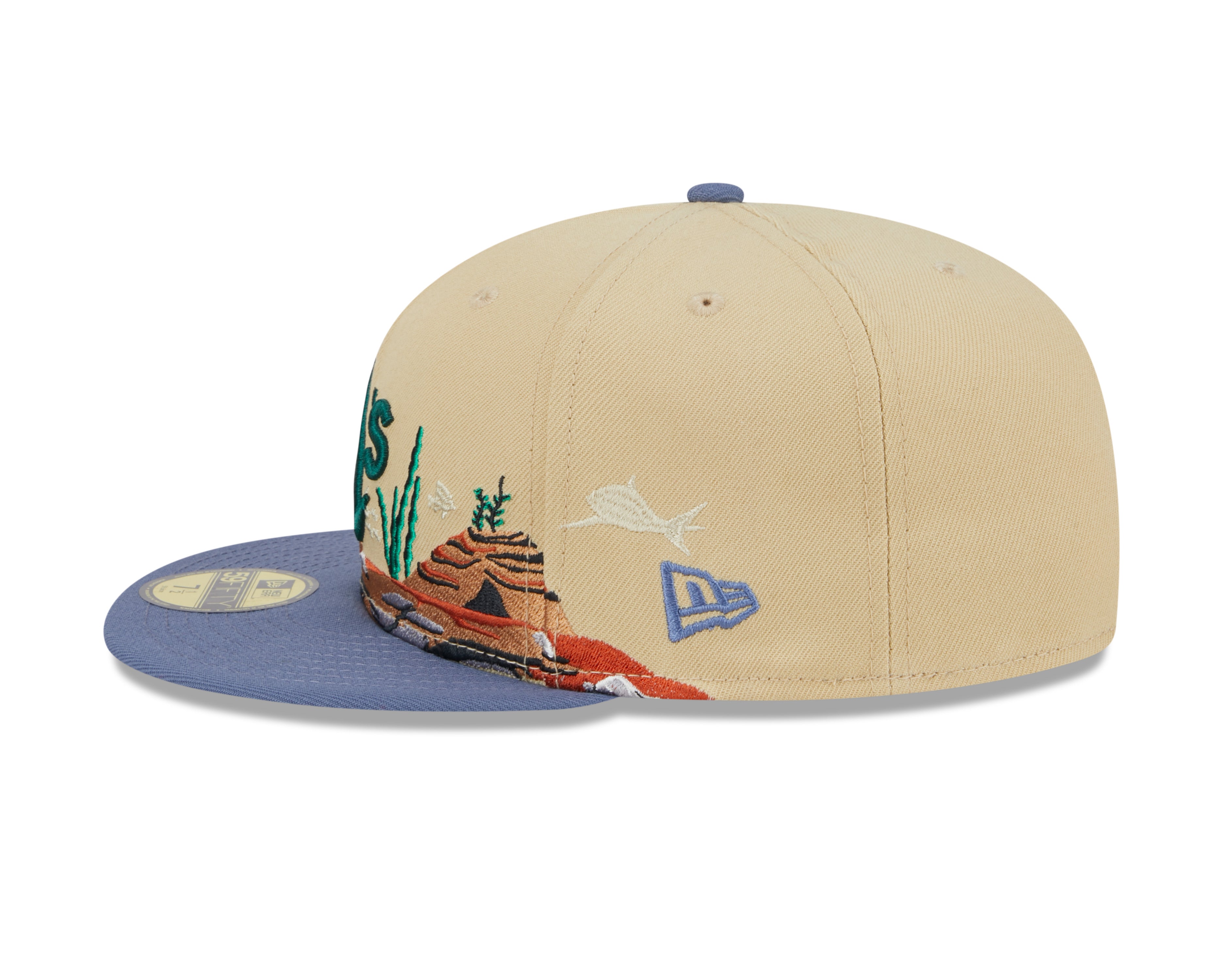 New Era - 59Fifty Fitted Cap TEAM LANDSCAPE - Oakland Athletics - VGD - Headz Up 