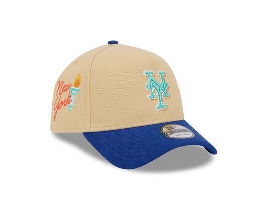 New Era - New York Mets - City Side Patch - 9forty A-Frame Cap - Light Beige - Headz Up 