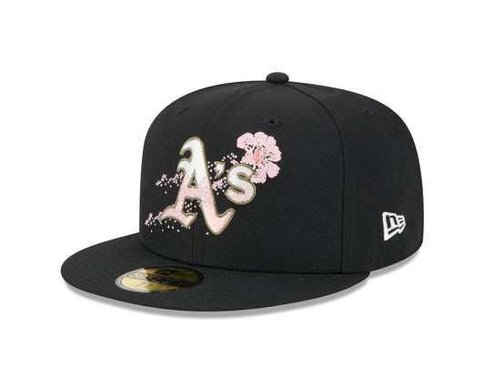 New Era - 59fifty Fitted Cap - Oakland Athletics - DOTTED FLORAL - Black - Headz Up 