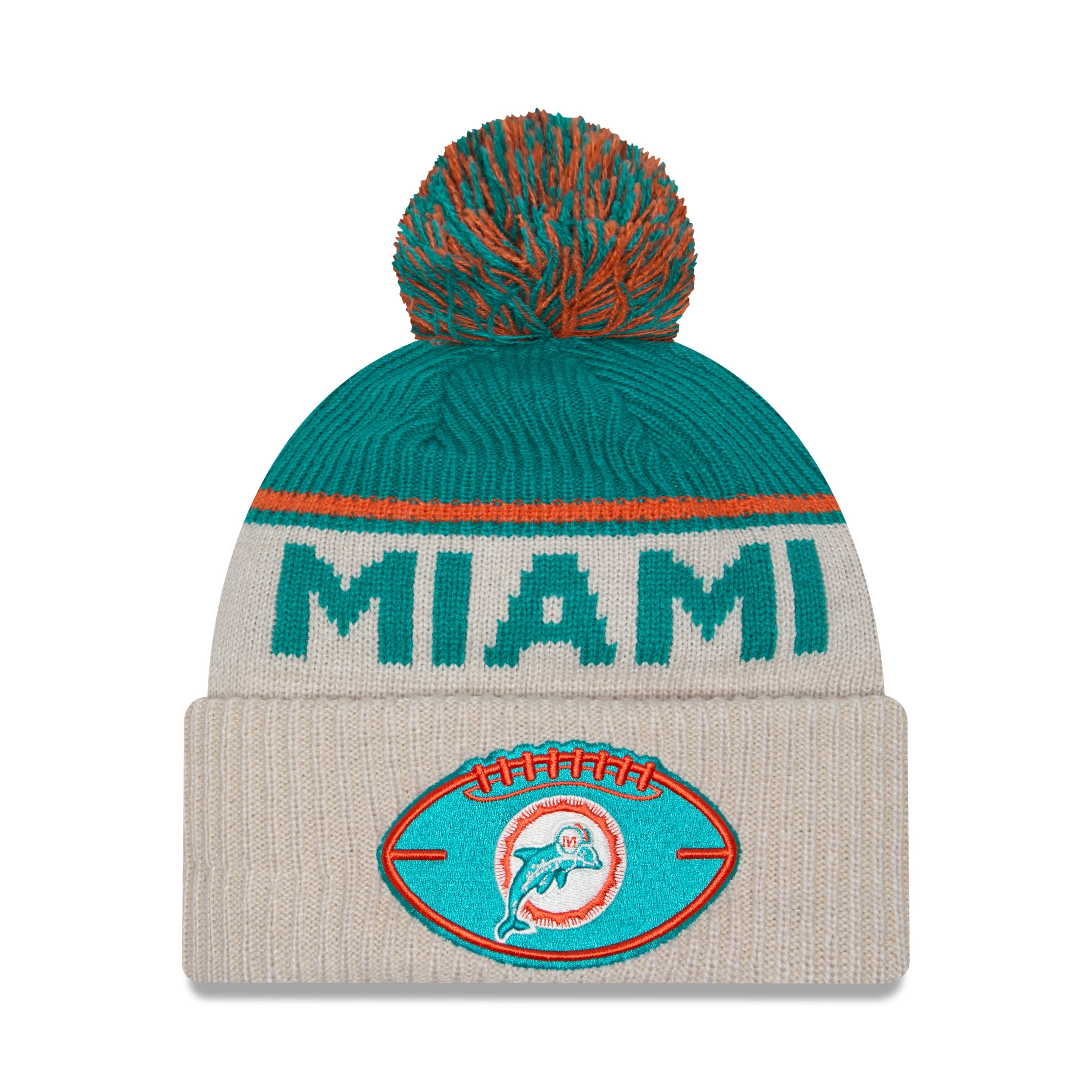 New Era - Miami Dolphins - NFL Sideline Beanie - Stone/OTC - Headz Up 