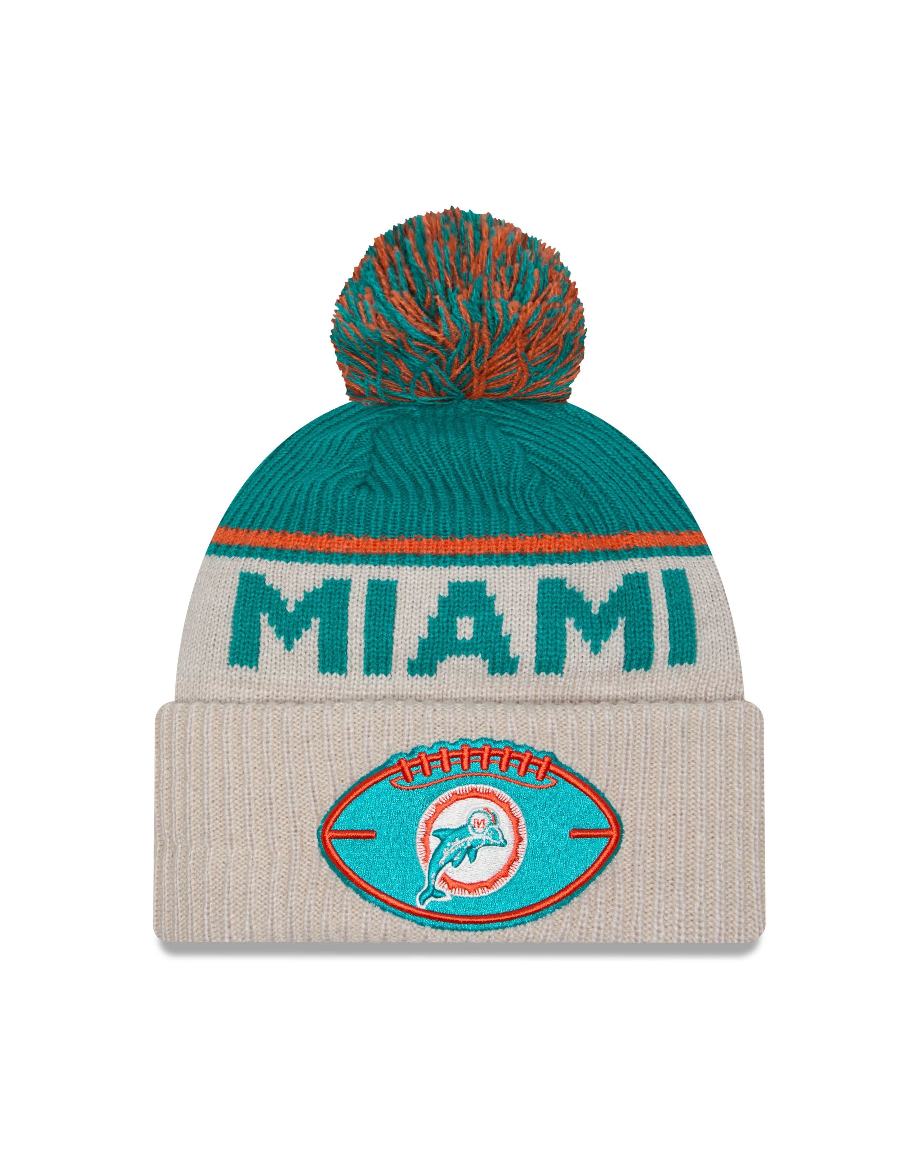 New Era - Miami Dolphins - NFL Sideline Beanie - Stone/OTC - Headz Up 