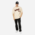 New Era - MLB RIB Infill OS T-Shirt  - Los Angeles Dodgers - Light Beige - Headz Up 