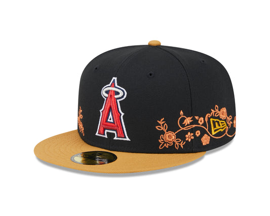 New Era - 59Fifty Fitted - FLORAL VINE - Anaheim Angels - Black