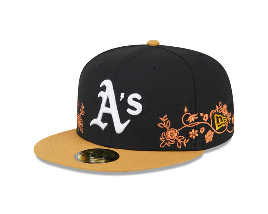 New Era - 59Fifty Fitted - FLORAL VINE - Oakland Athletics - Black