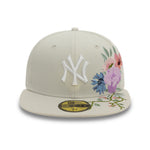 New Era 59FIFTY fit cap med New York Yankees floral broderi i stenfarve, sporty og stilfuld hovedbeklædning
