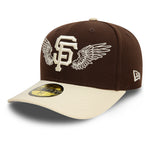 Sort og beige New Era 59FIFTY fitted baseballkasket med San Francisco Giants TEAM WINGS logo, flat visir, klassisk pasform