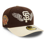 New Era 59FIFTY fitted baseball cap med San Francisco Giants logo, brun og stenfarvet, med TEAM WINGS-design.