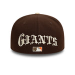 New Era 59FIFTY fitted cap med San Francisco Giants logo, brune og beige farver, sports- og baseballstil