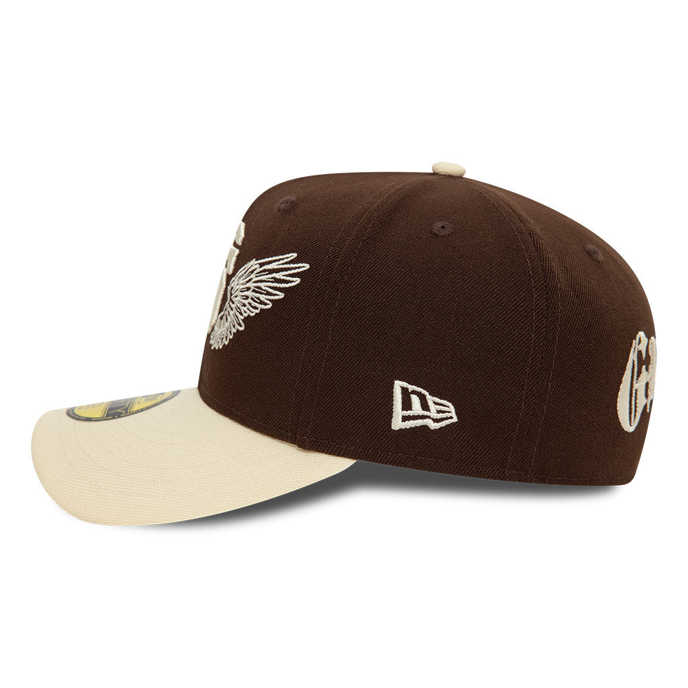 New Era 59FIFTY fit cap med San Francisco Giants logo, brun og stenfarvet, med TEAM WINGS design, til baseballfans.