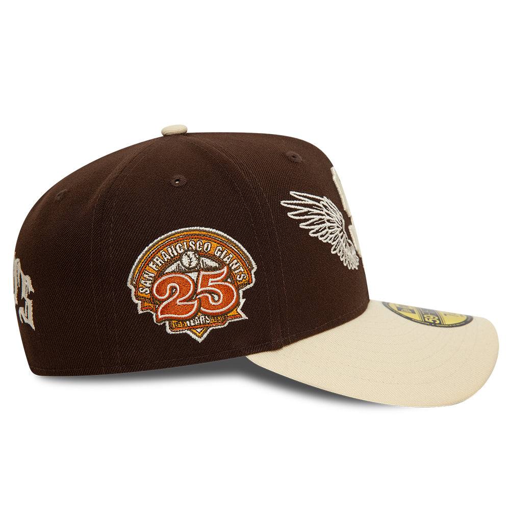 New Era 59FIFTY fitted baseballkasket med San Francisco Giants logo, brun og stenfarvet, med TEAM WINGS design.