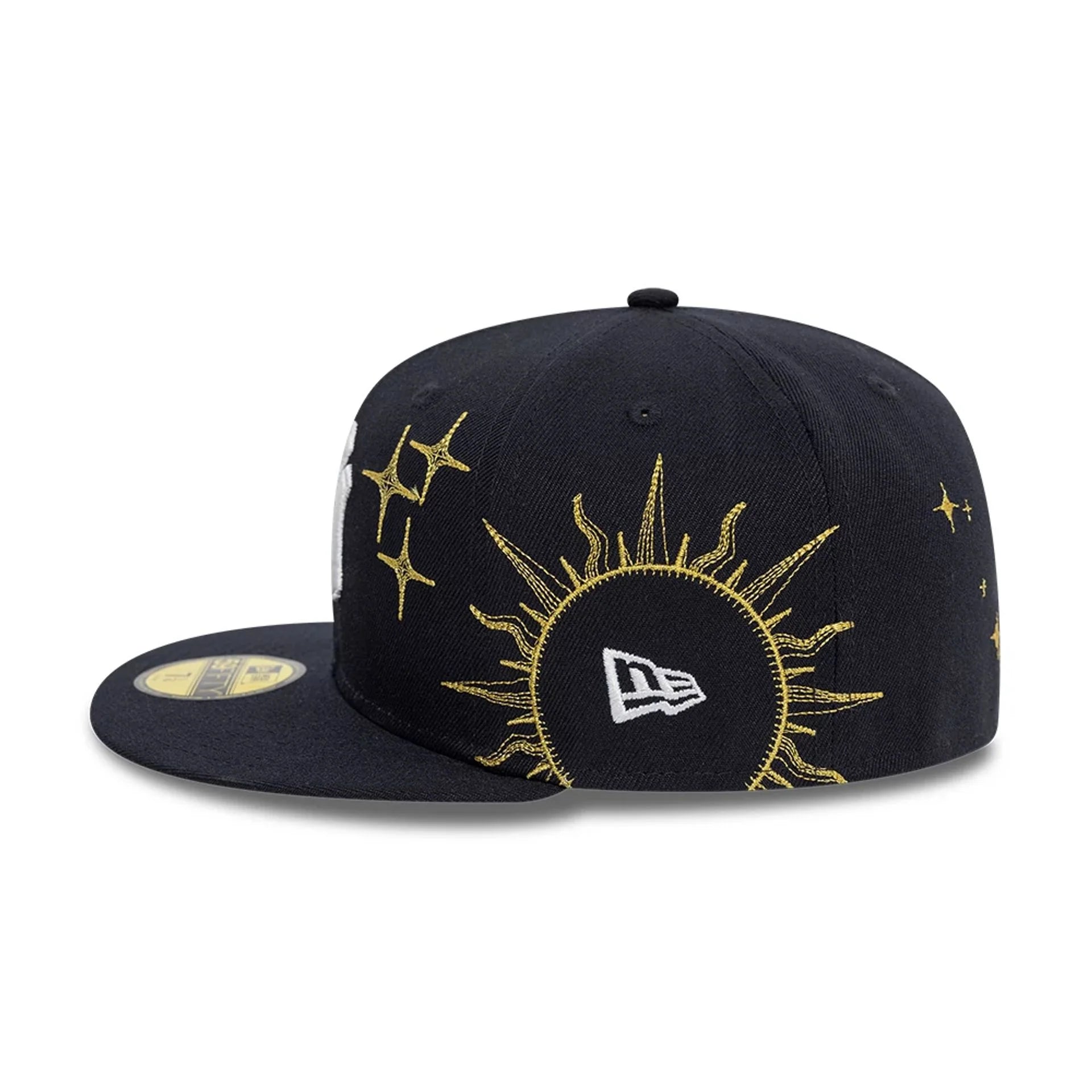 New Era 59FIFTY fitted cap med New York Yankees logo i navy, zodiac design, blødt bomuldsstof, sportsstil.