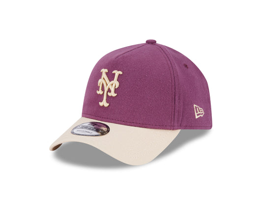 New Era - 9FORTY A-Frame Cap - MOLESKIN Crown - New York Mets - Maroon