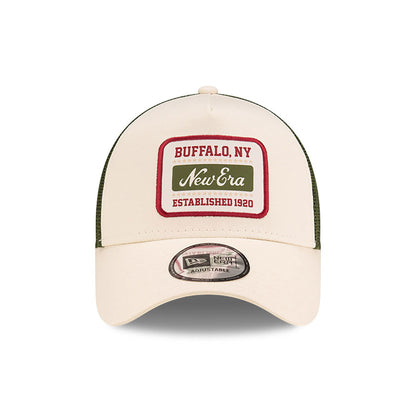 New Era - NE Script Patch - A-Frame Trucker Adjustable Cap - Light Beige