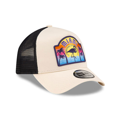 New Era - Miami Patch - A-Frame Trucker Adjustable Cap - Light Beige