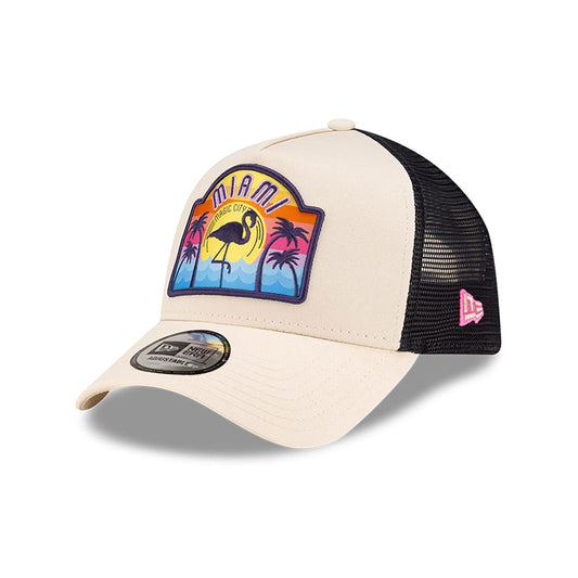 New Era - Miami Patch - A-Frame Trucker Adjustable Cap - Light Beige