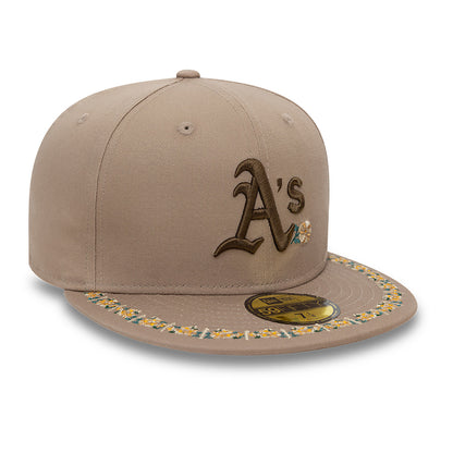 New Era - 59FIFTY Fitted Cap - Floral Border - Oakland Athletics - Light Brown