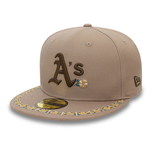 New Era - 59FIFTY Fitted Cap - Floral Border - Oakland Athletics - Light Brown