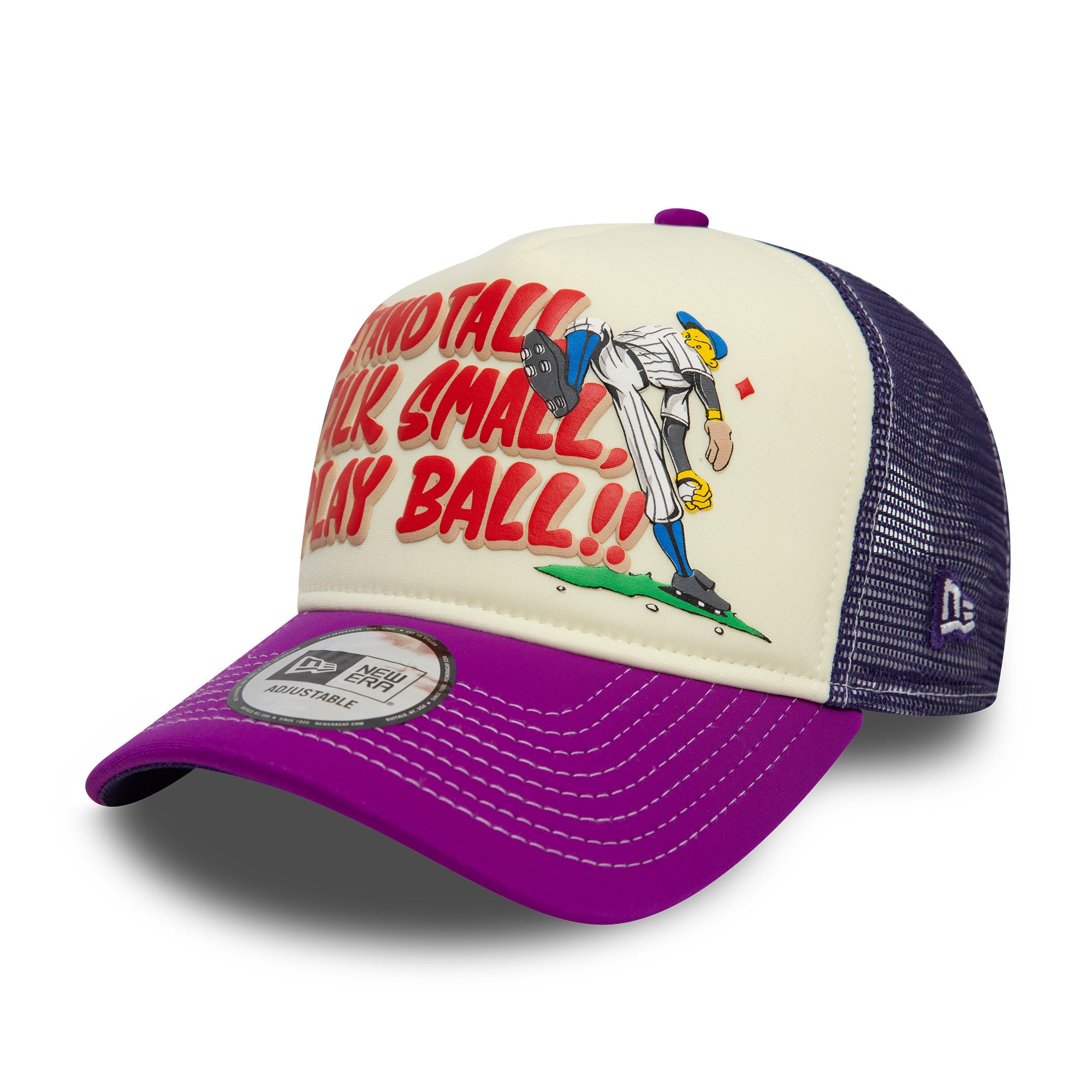 New Era -  NE Graphic - E-Frame Trucker Cap - Off White/Purple - Headz Up 