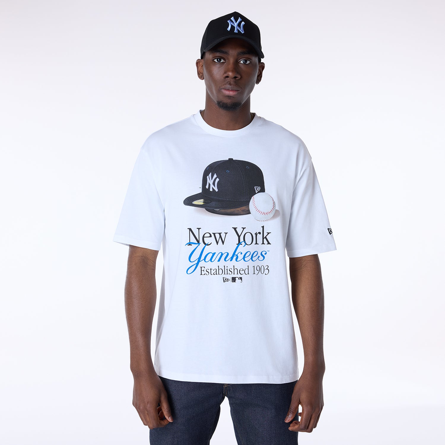 New Era - MLB Script Graphic - T-Shirt  - New York Yankees - White - Headz Up 