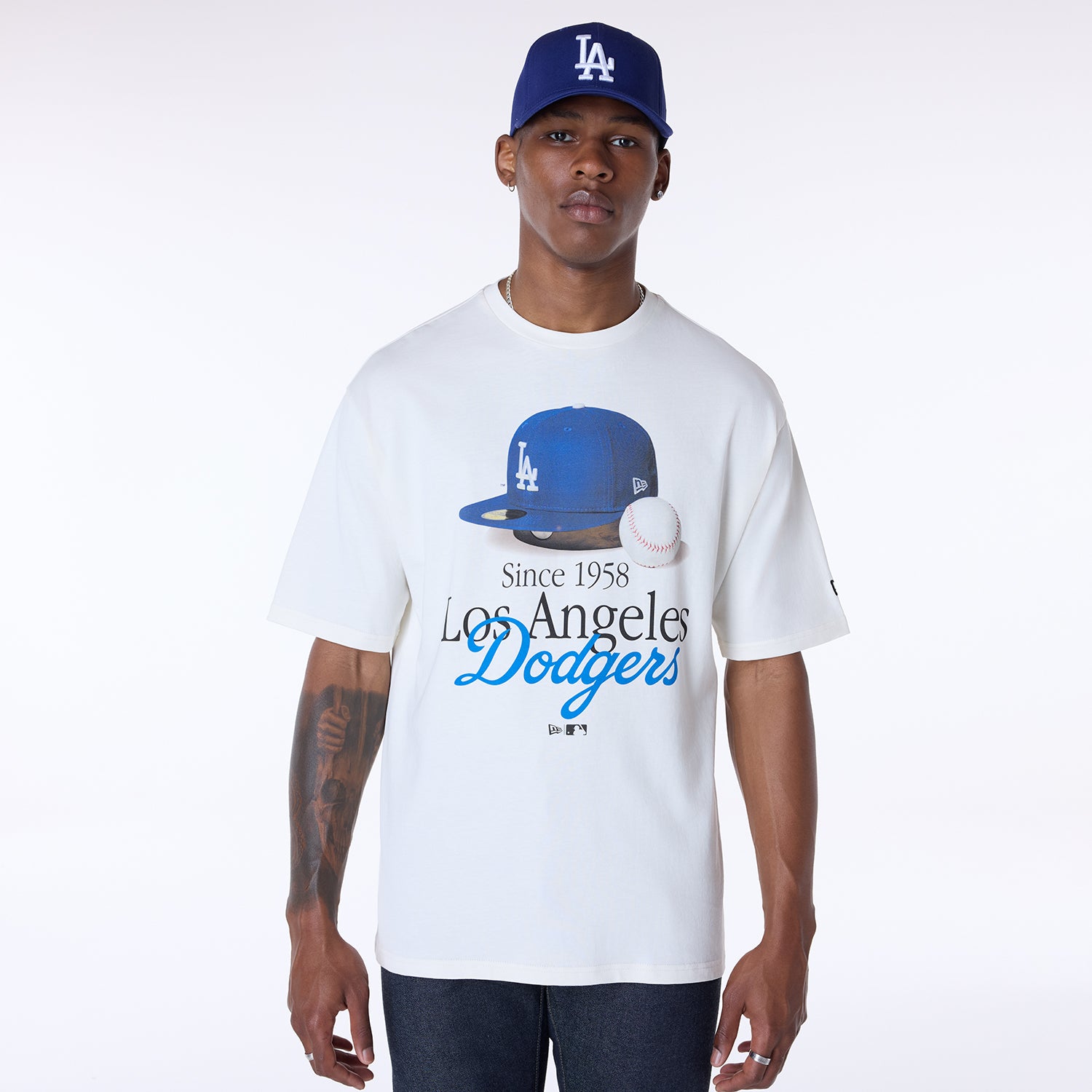 New Era - MLB Script Graphic - T-Shirt  - Los Angeles Dodgers - Off White - Headz Up 