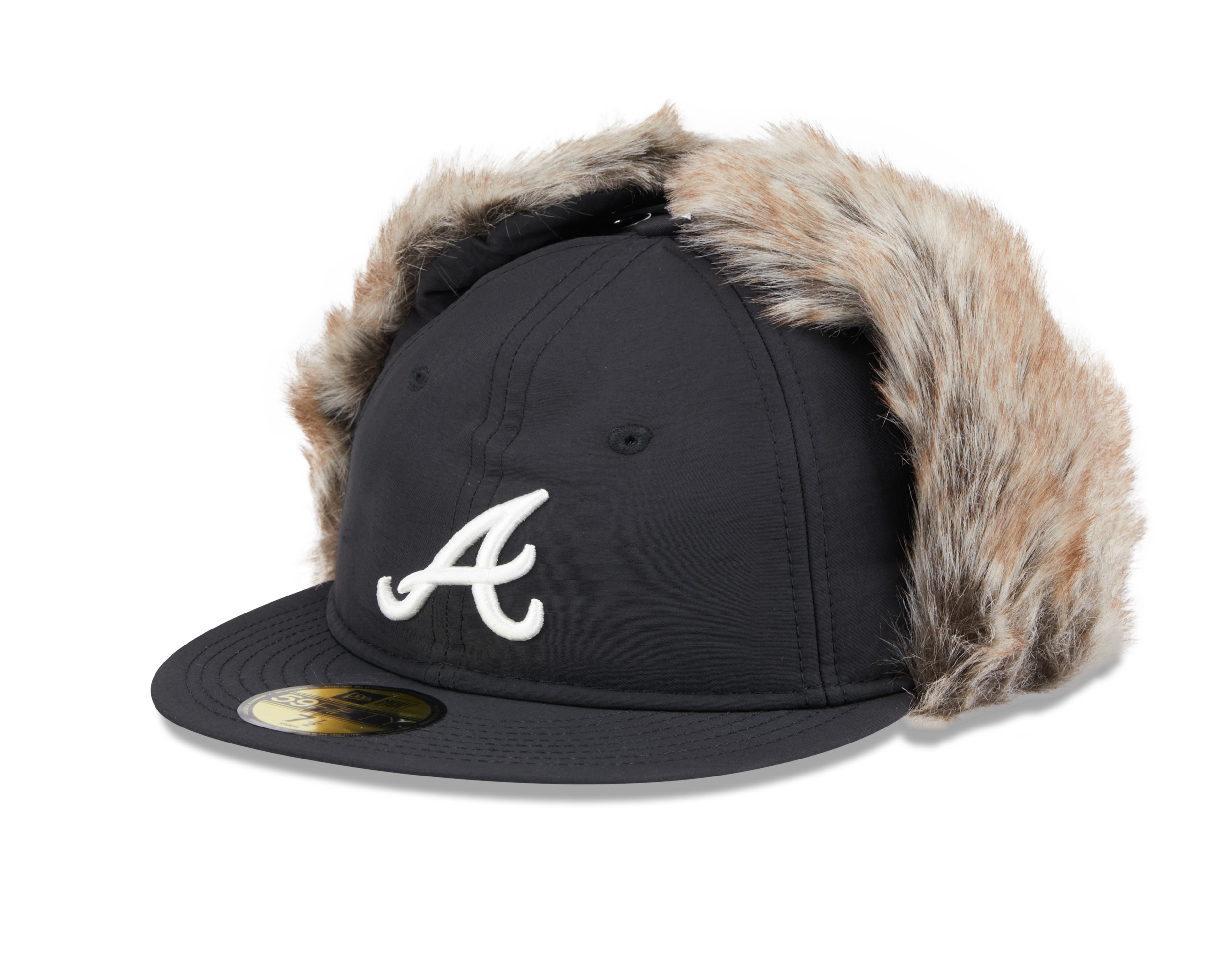 New Era - 59FIFTY Fitted Cap - WINTER DOGEAR - Atlanta Braves - Black - Headz Up 