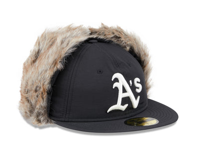 New Era - 59FIFTY Fitted Cap - WINTER DOGEAR - Oakland Athletics - Black