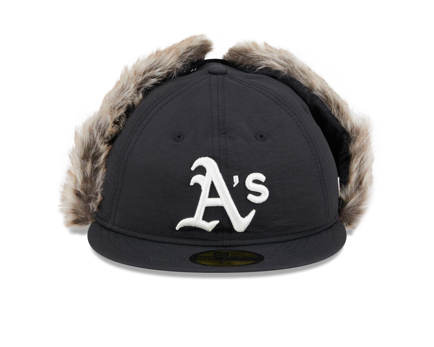 New Era - 59FIFTY Fitted Cap - WINTER DOGEAR - Oakland Athletics - Black