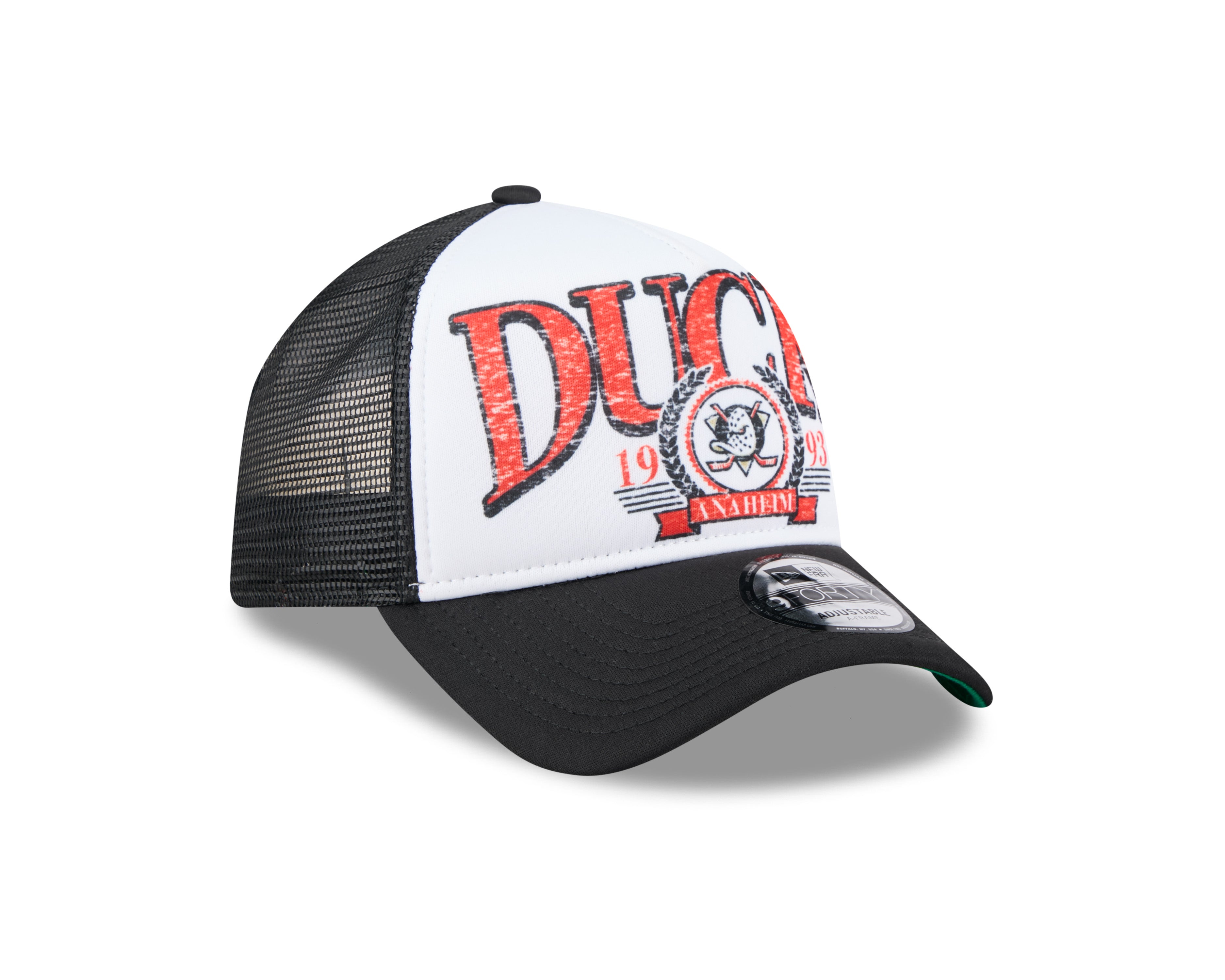 New Era - Anaheim Ducks - DISTRESSED Trucker Cap - White/Black - Headz Up 