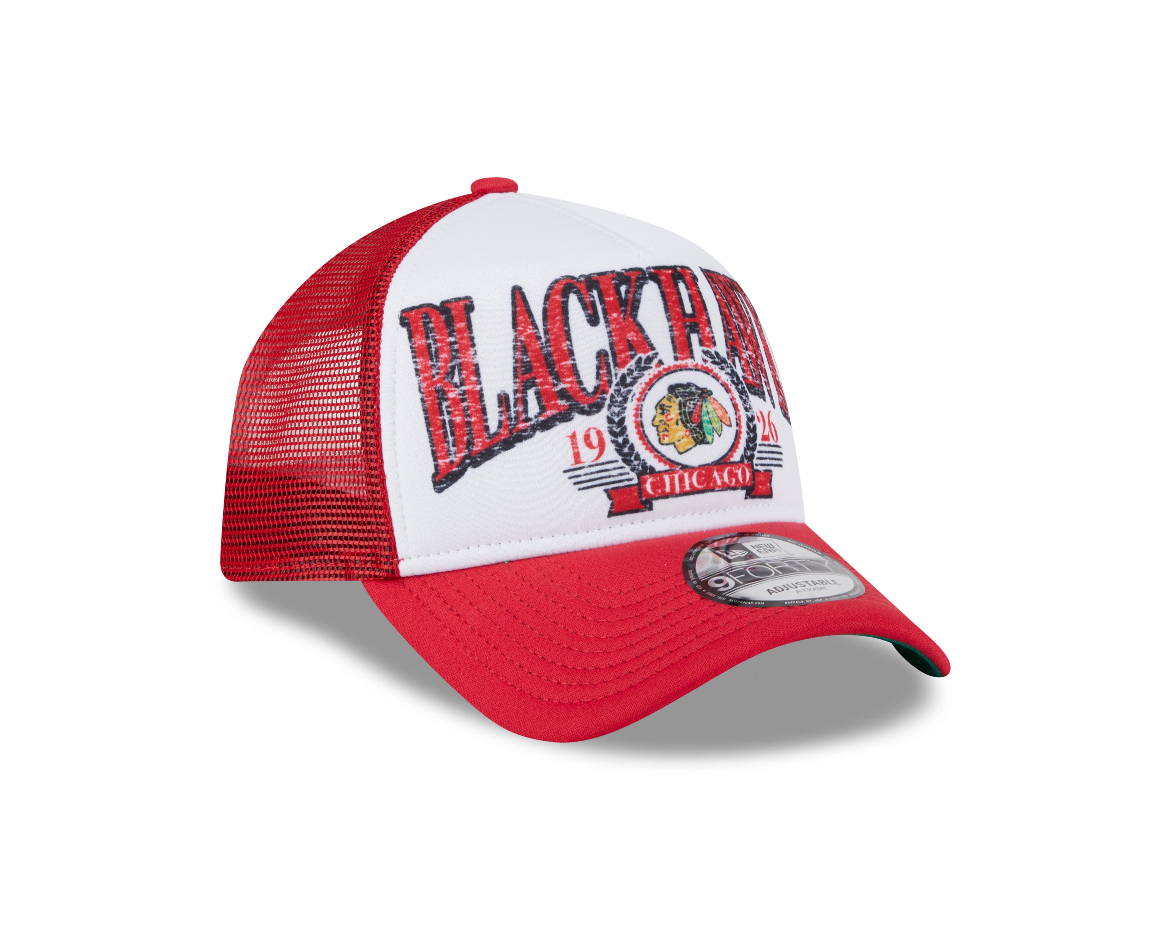 New Era - Chicago Blackhawks - DISTRESSED Trucker Cap - White/Red - Headz Up 