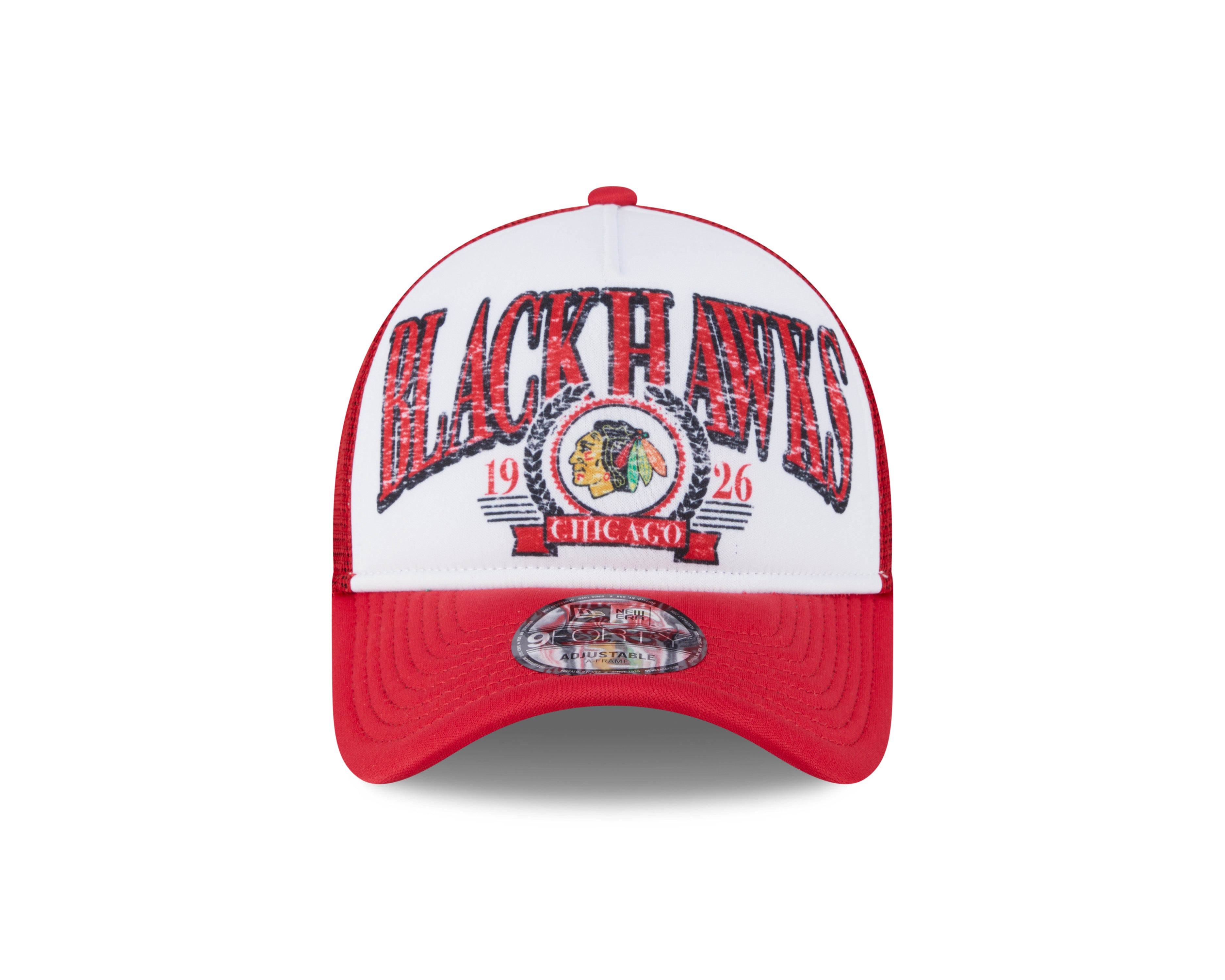 New Era - Chicago Blackhawks - DISTRESSED Trucker Cap - White/Red - Headz Up 