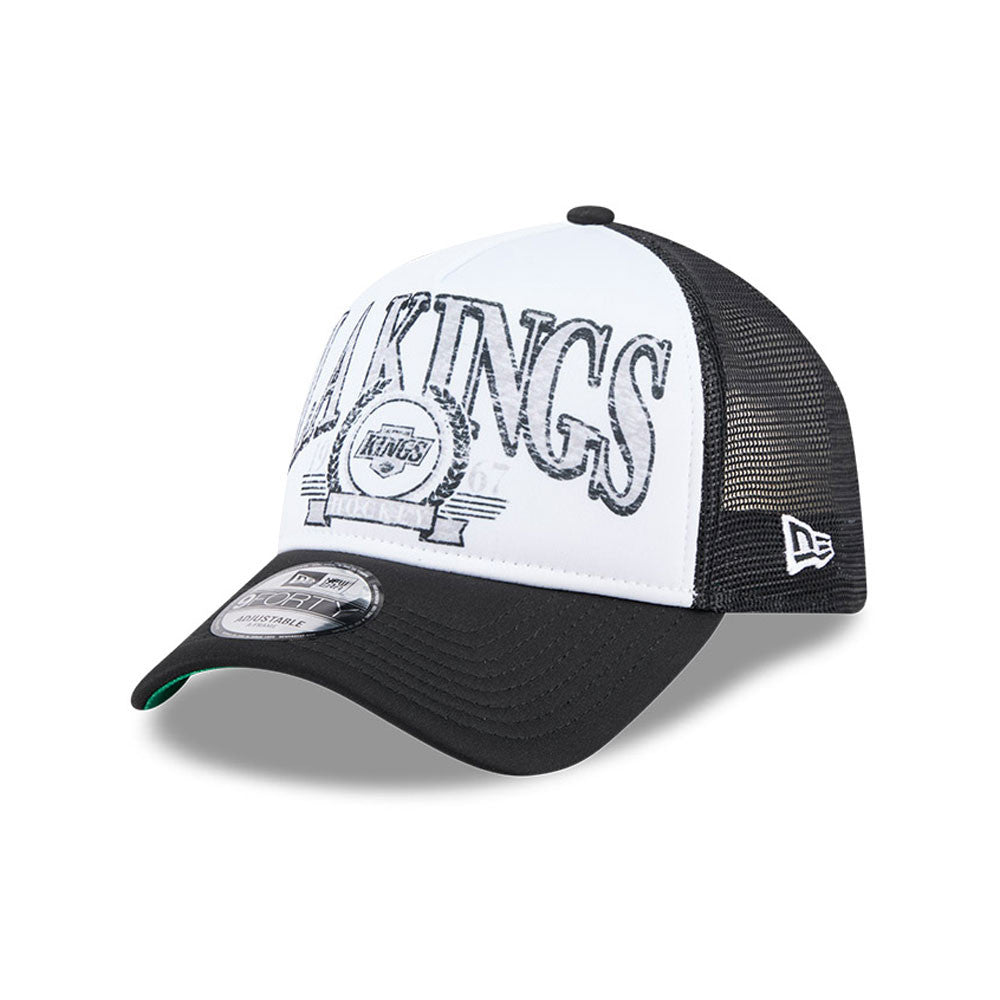 New Era - Los Angeles Kings - DISTRESSED Trucker Cap - White/Black - Headz Up 