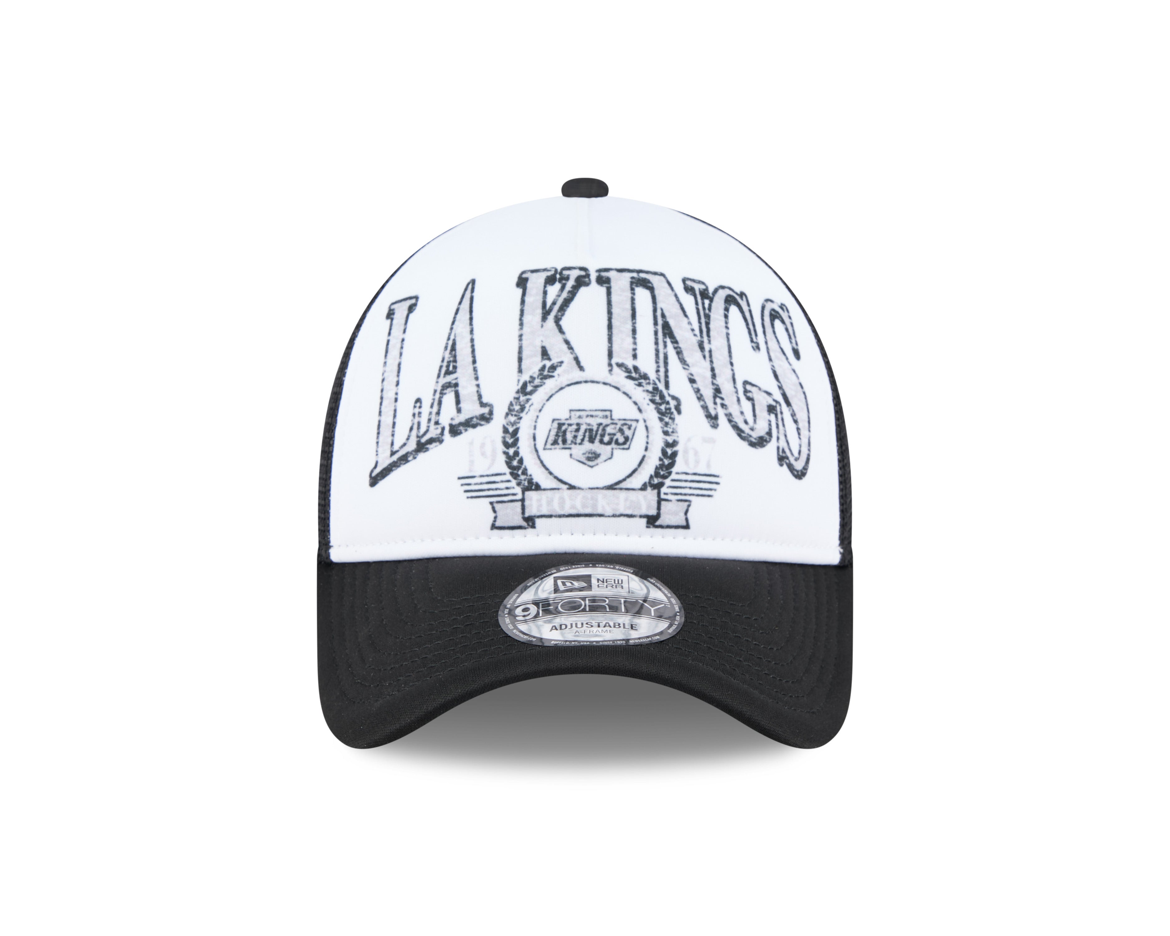 New Era - Los Angeles Kings - DISTRESSED Trucker Cap - White/Black - Headz Up 