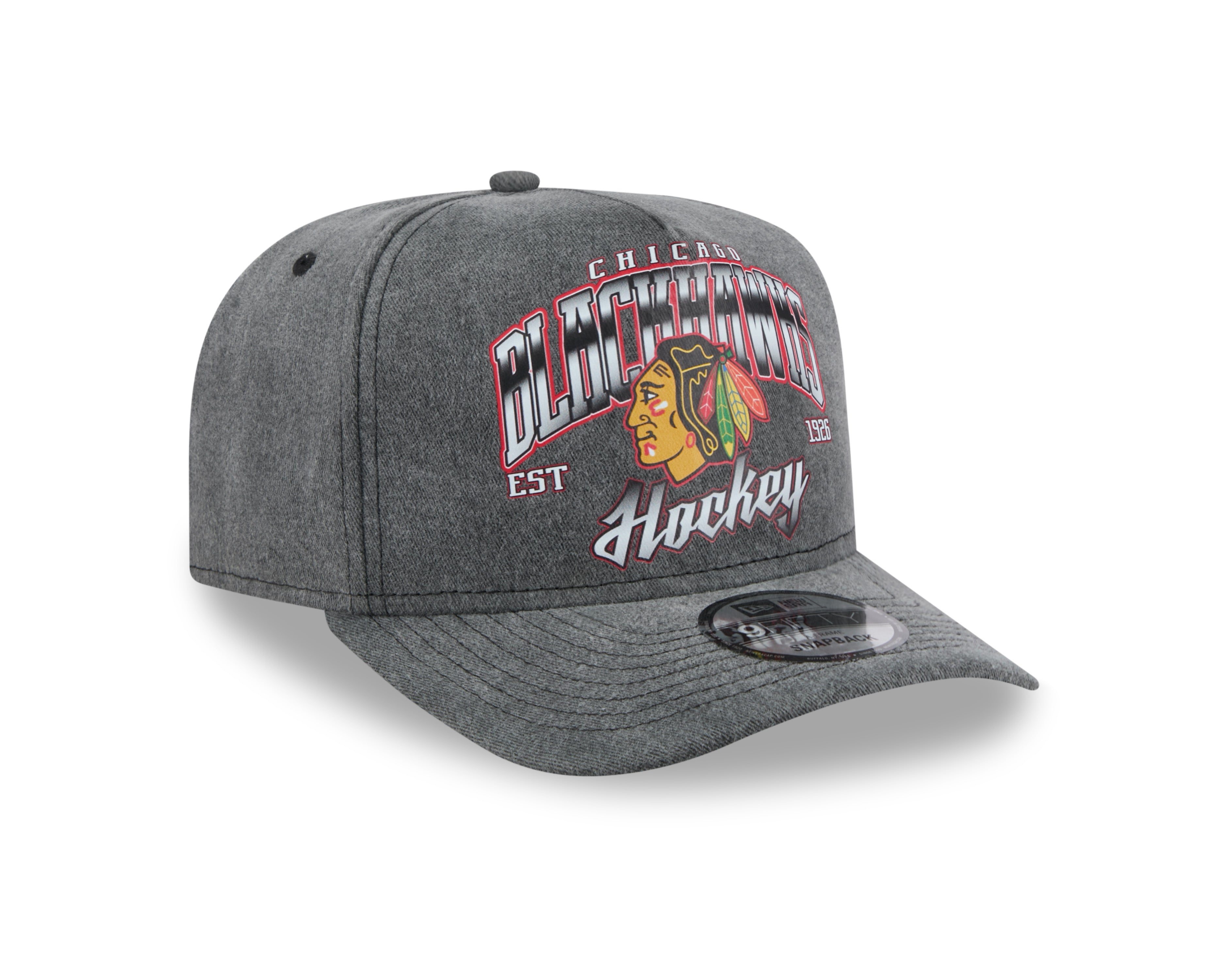 New Era - 9FORTY A-Frame Washed Cap - Chicago Blackhawks - Black - Headz Up 