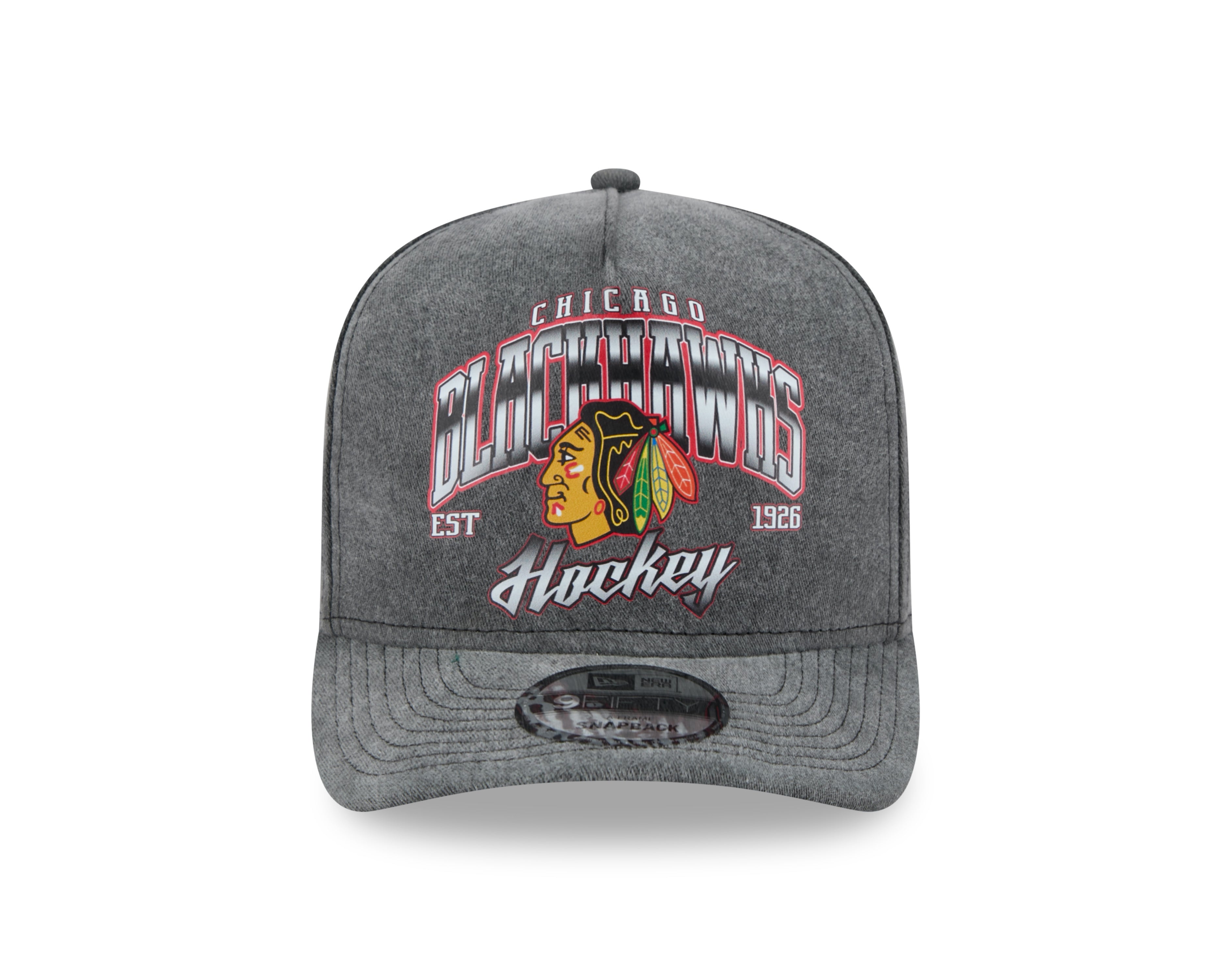 New Era - 9FORTY A-Frame Washed Cap - Chicago Blackhawks - Black - Headz Up 