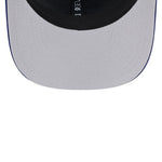 New Era 9SEVENTY stretch mesh snapback cap med Los Angeles Dodgers logo, sort med blå detaljer og mesh paneler.