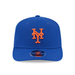 New Era 9SEVENTY stretch mesh snapback cap med New York Mets logo, sort og grå mesh material, flat visning.