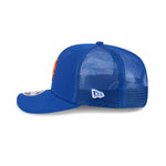 New Era 9SEVENTY stretch mesh snapback cap med New York Mets logo, blå og hvid, vises foran på billedet.