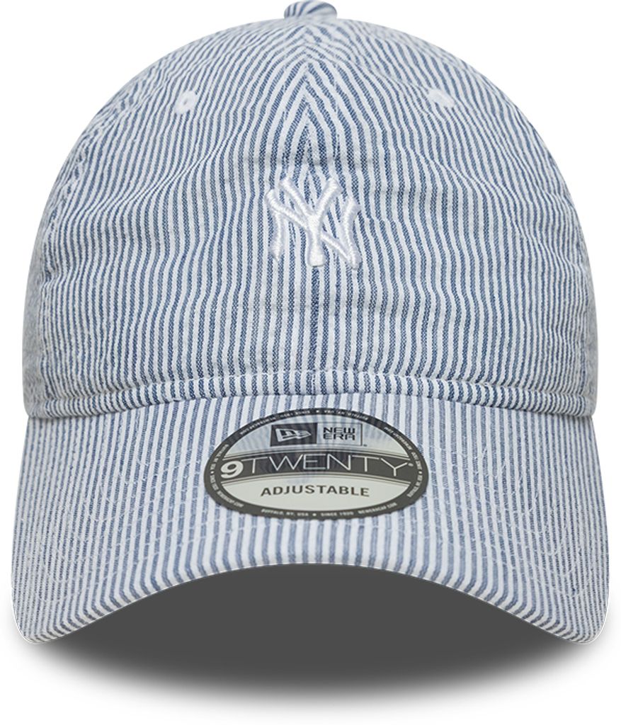 New Era New York Yankees 9TWENTY seersucker cap i navy og hvid med justerbar rem, afslappet sportstil